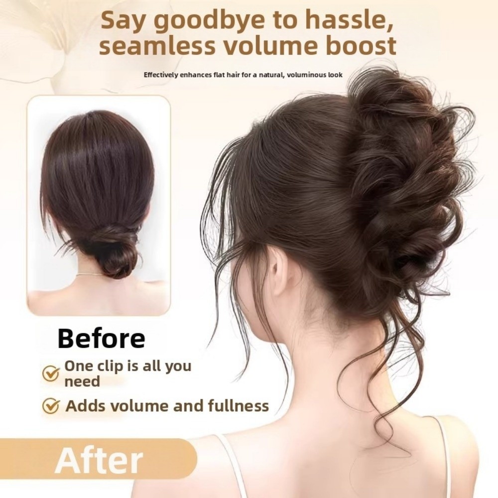 Nouvelle pince à chignon en cheveux synthétiques, grande pince à cheveux bouclés, perruque chignon marron moelleux, accessoires capillaires