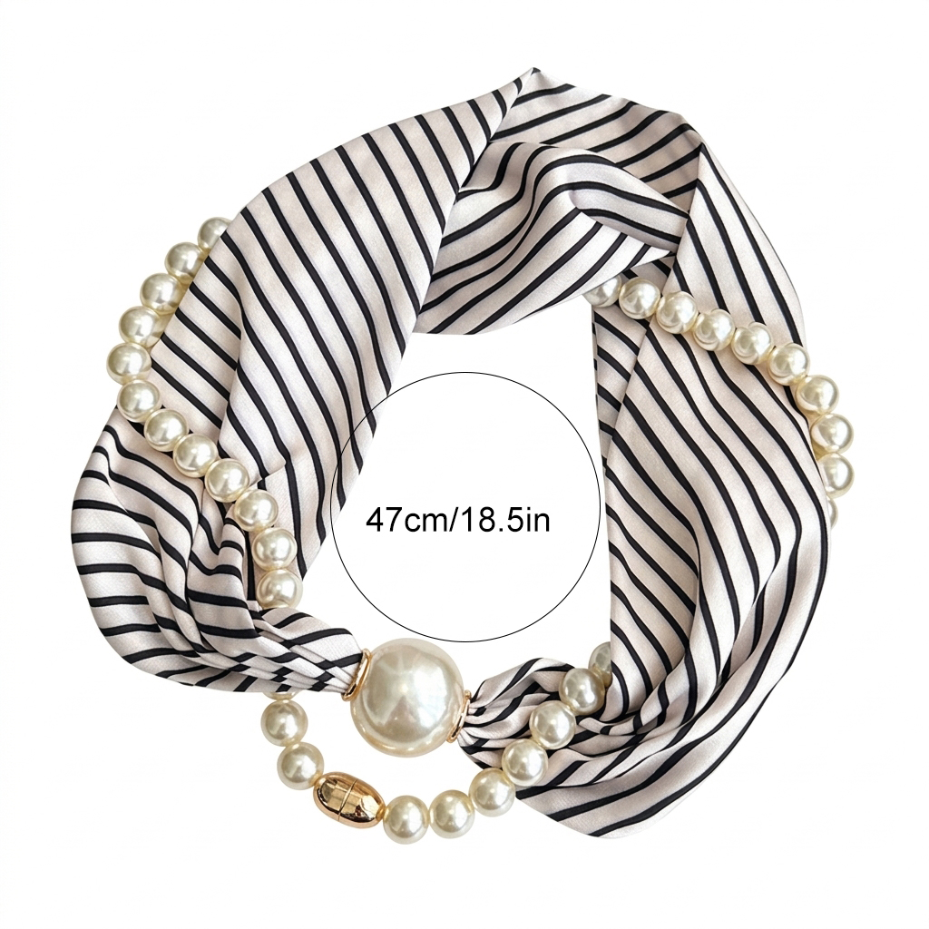 Écharpe tendance coréenne à perles magnétiques, châle long et fin pour femme, cache-cou, collier à perles à boucle magnétique pour un style décontracté, protection du cou