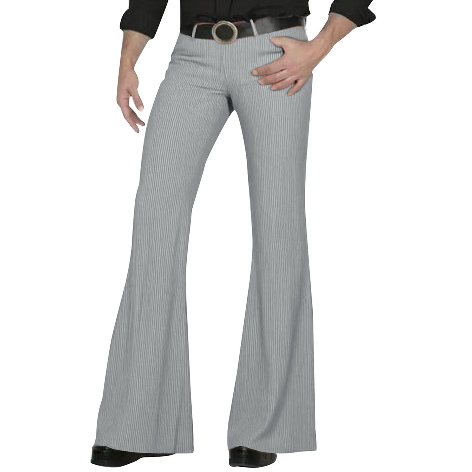 Pantalon évasé Disco rétro pour hommes, ample, extensible, Vintage, coupe évasée, confortable, rétro, sergé extensible