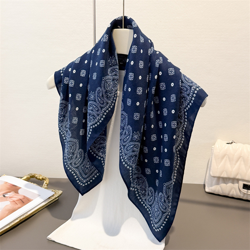 Foulards carrés 65*65cm, imprimé paisley, hijab, sensation coton, foulard pour la tête, femme, printemps, automne, décoration, foulard doux, bandana