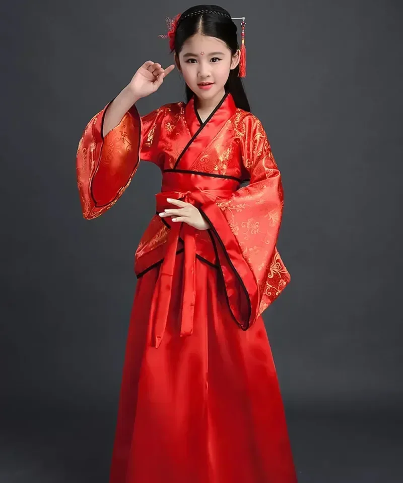 Robe filles enfants Kimono traditionnel ethnique ventilateur étudiants chorale danse Costume japonais Yukata Kimono Style ancien chinois