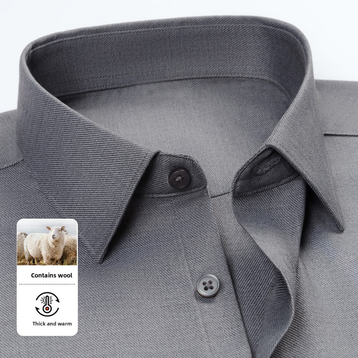 Chemise homme à manches longues en laine et modal, style décontracté et professionnel, respirante, haute résistance des couleurs, 50 fils, coupe ajustée, col carré