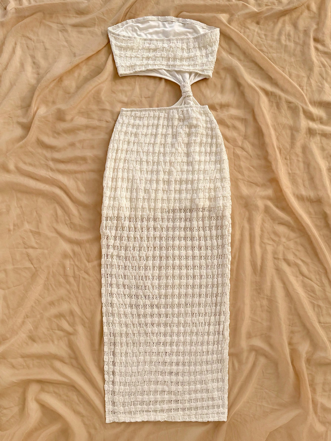 Robe longue sans bretelles pour femmes, Sexy, Faux ajouré, sans manches, pour soirée, printemps été