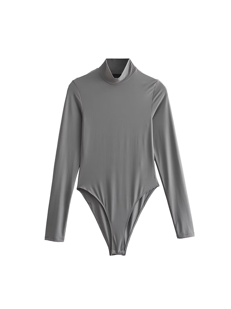 Combinaison à col roulé pour femme, haut à manches longues, costume de batterie décontracté, collants, vêtements extensibles confortables, mode