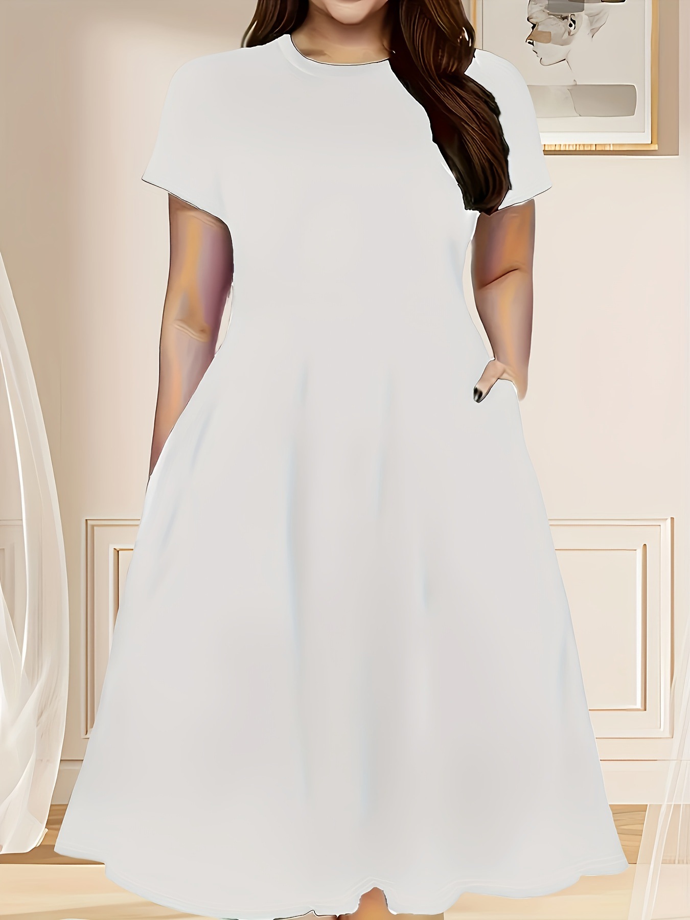 Robe décontractée pour femmes, nouvelle collection été européenne et américaine, couleur unie, tendance