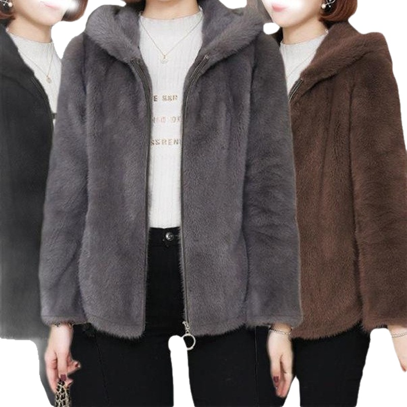 Cardigan à capuche doublé polaire pour femme grande taille, chaud et tendance, couleur verte, automne-hiver, polyvalent, imitation peau de mouton