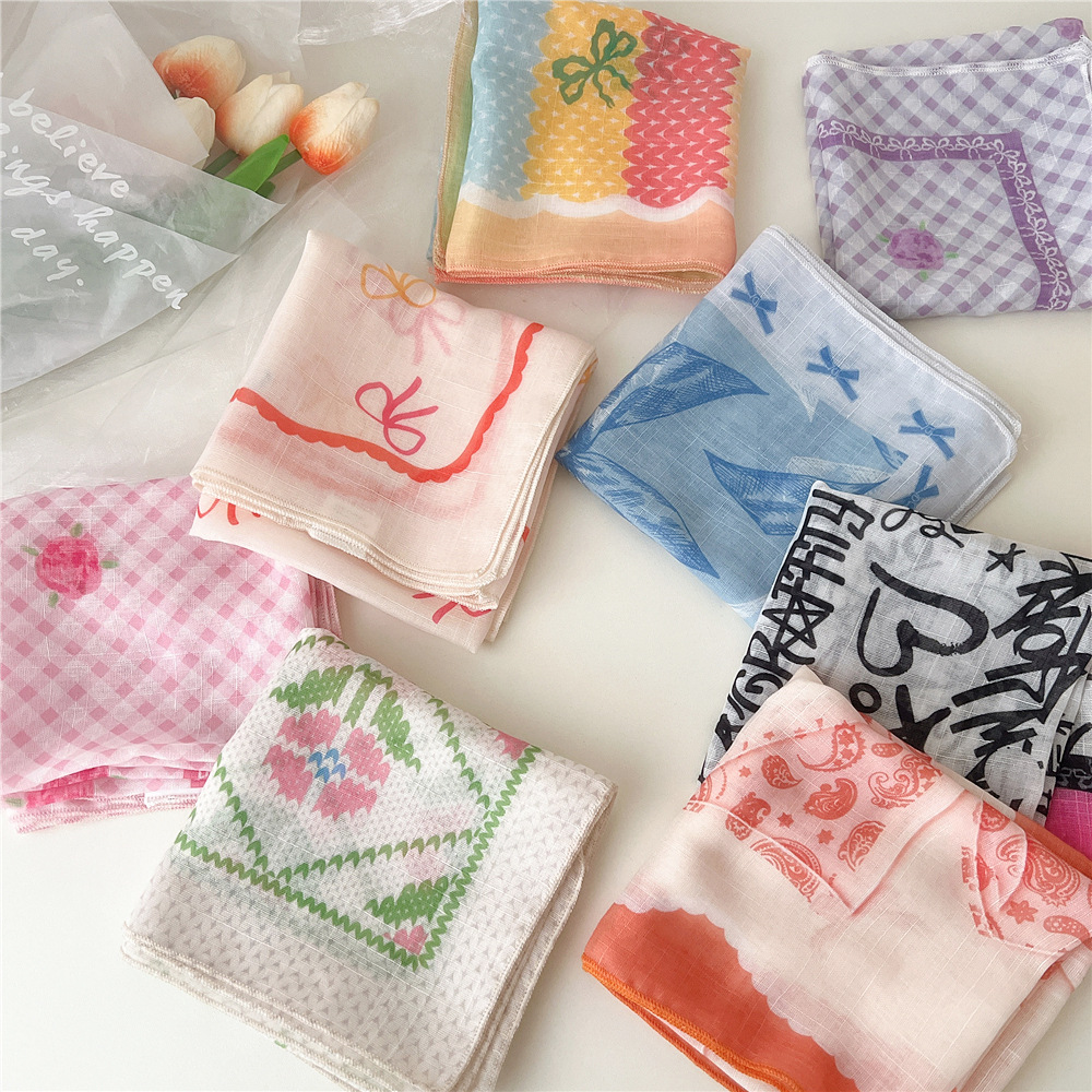 Foulard Carré en Coton de 55cm pour Femme, Bandana à la Mode, Turban, Bandeau de Sauna, Accessoires pour Cheveux