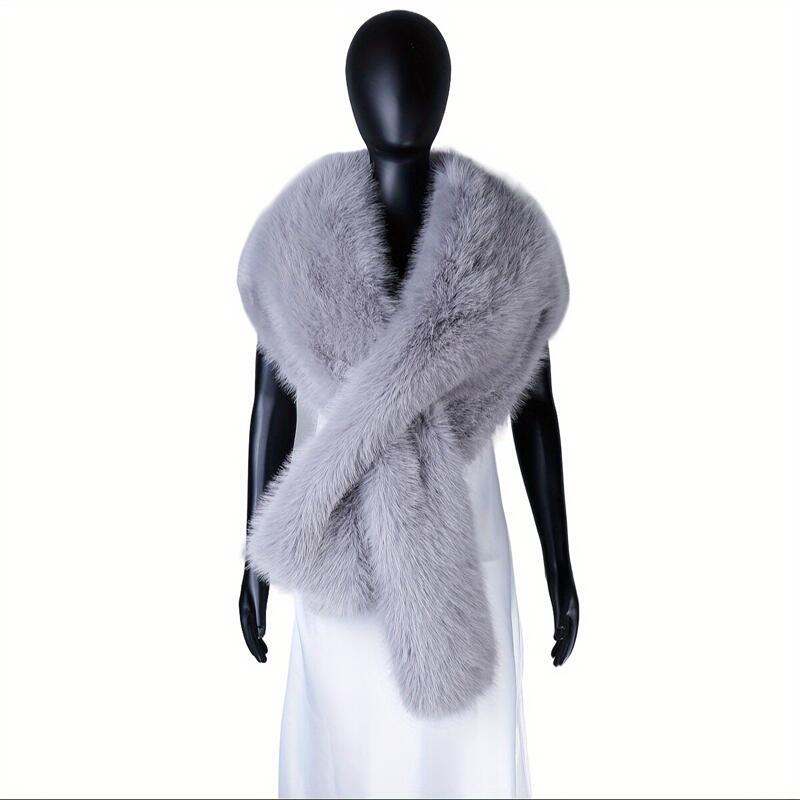 Écharpe en fausse fourrure avec bretelles initiées réglables, douce et chaude, élégante et à la mode, parfaite pour les vêtements d'extérieur