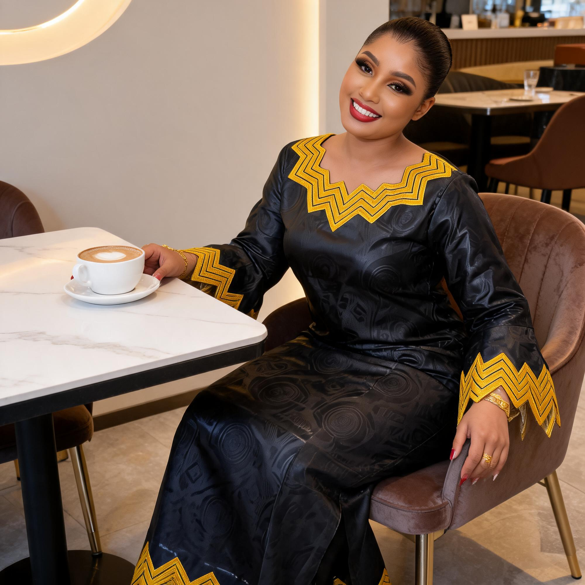 Robes africaines pour femmes grande taille, robe longue en bazin riche avec broderie et écharpe