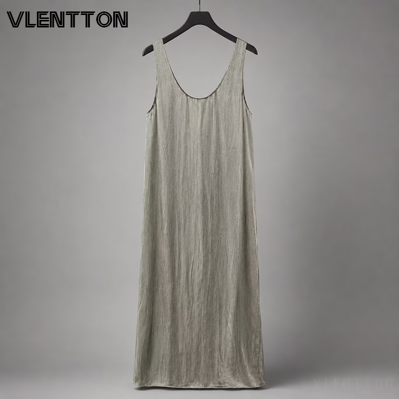 Nouvelle Robe Midi en Satin Tendance 2026 pour Femme, Robe Longue de Soirée Élégante et de Haute Qualité sans Manches pour Dames