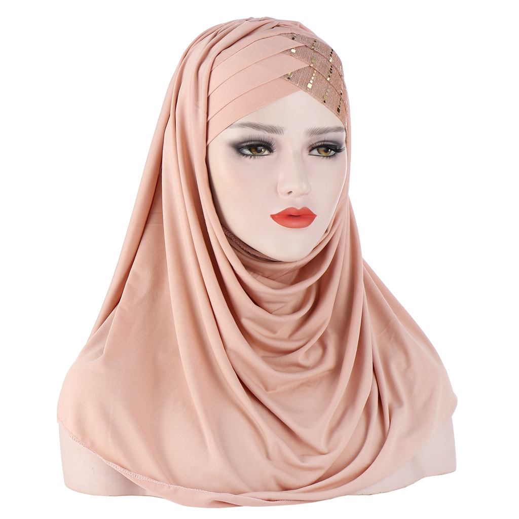 Foulard musulman uni Hijabs châles et enveloppes Femme Musulman Hijab prêt à porter Turban femmes foulards