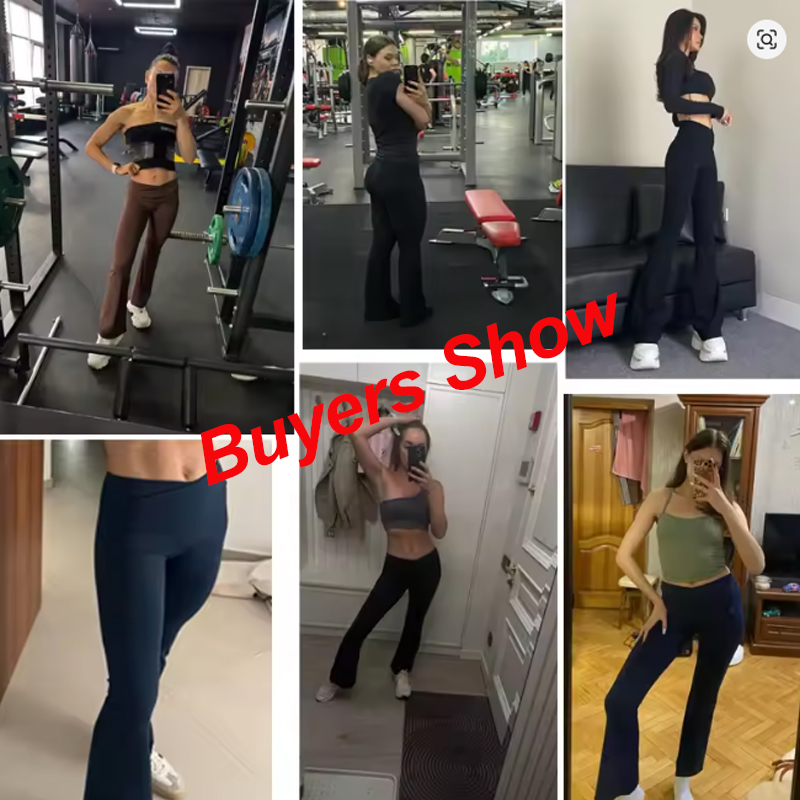 Leggings évasés sexy pour femme, pantalon de course, pantalon à effet froncé aux fesses, collant de sport à taille croisée, legging de fitness à jambe large pour femme