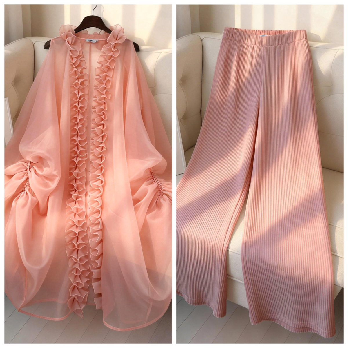 Ensemble deux pièces africain élégant à volants, sans manches, Cape caftan ample, taille haute, jambes larges, pantalon plissé, événements, fêtes, occasions, nouveau
