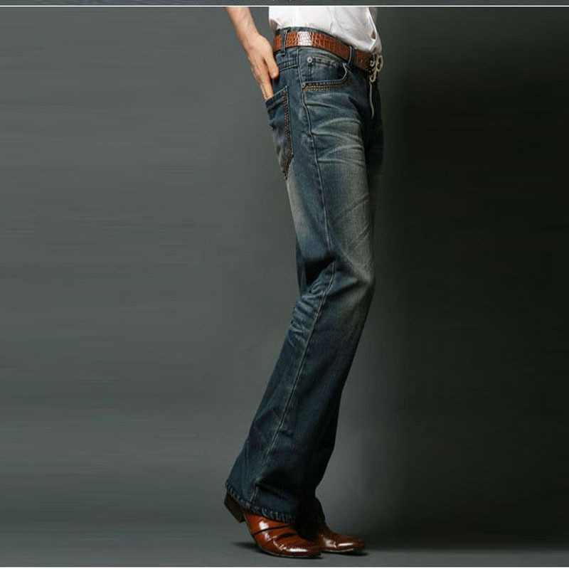 Jeans pour hommes, jeans évasés pour hommes, coupe bootcut, jambe évasée, coupe ample, taille haute, jeans en denim