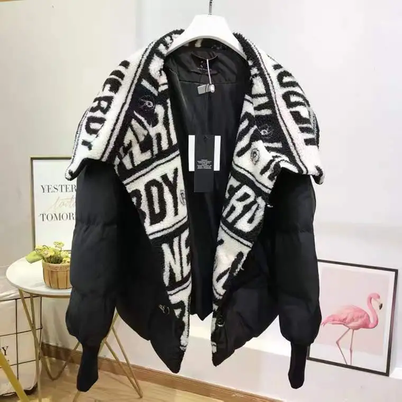 Manteau Grande Taille Femme 2026 Automne Hiver Nouveauté Veste Rétro Coréenne Vêtements Femme Blouson Coton Effet Deux Pièces
