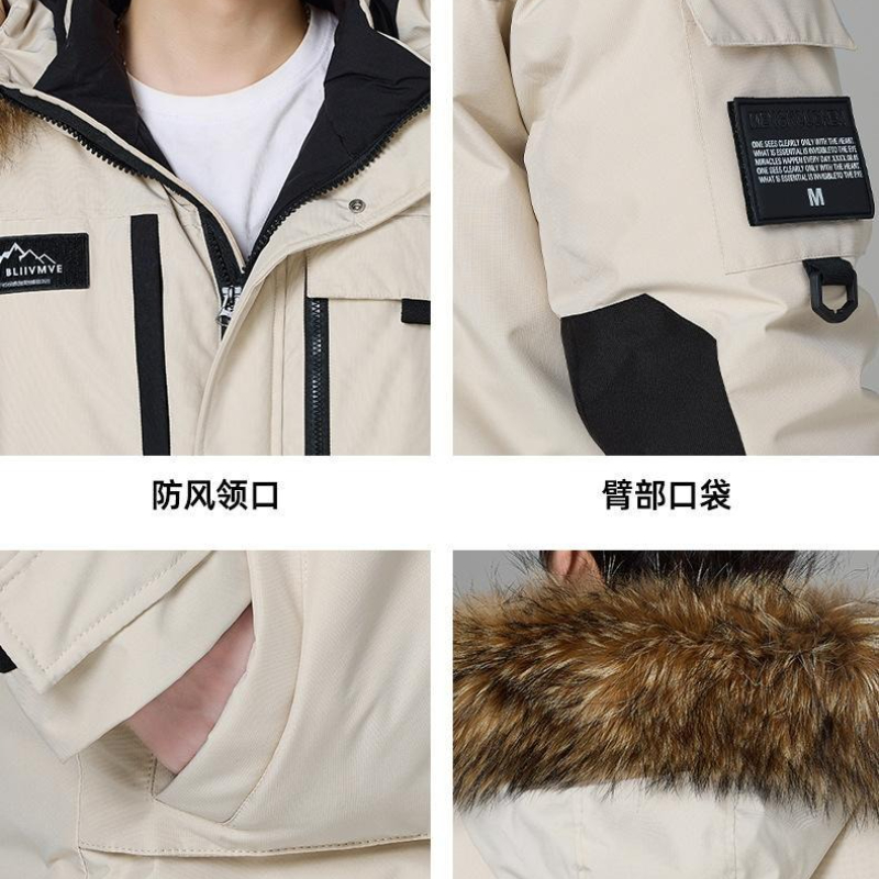 Nouveau hiver hommes à capuche col de fourrure manteaux en duvet de canard de haute qualité manteaux imperméables mode Parkas mâle décontracté chaud doudoune