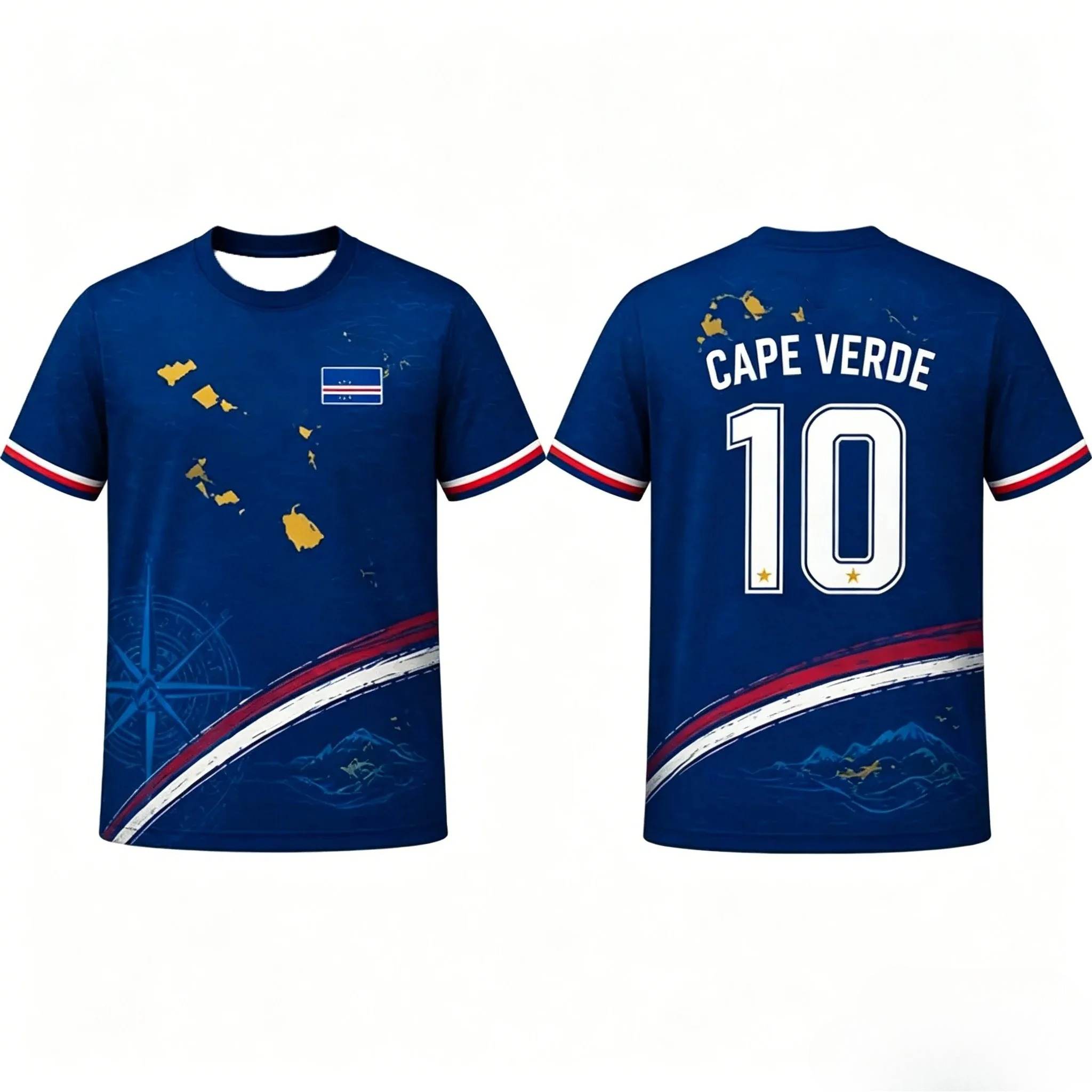 Maillot de football Cap-Vert, imprimé tropical 3D, adapté aux enfants et aux adultes, idéal pour l'entraînement, le fitness et la course à pied.