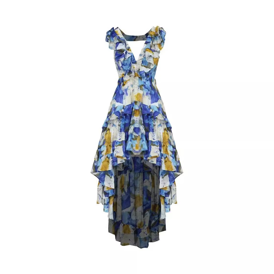 Femmes robe imprimée une ligne sans manches robes à bretelles col en V taille haute robe de soirée bal plissé décontracté pli robes bohème