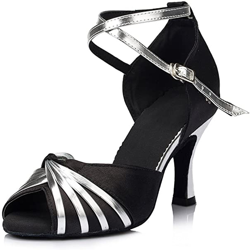 Chaussures de danse latine noires à talons hauts, sandales de jazz, pour tango, danse de salon intérieure, fête estivale, pour femmes, entraînement, danse moderne 2026