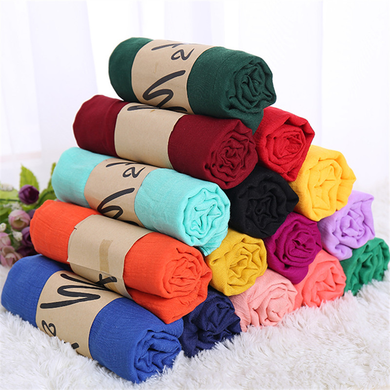 Foulard en coton solide pour femmes, châles et enveloppes Pashmina d'été, Long et doux, Foulard musulman, Hijab, étoles, foulards de tête, 2023