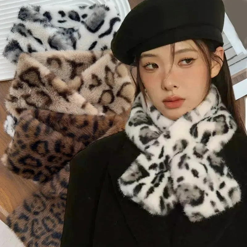 Écharpe en fausse fourrure de lapin pour femme, écharpe d'hiver épaisse et chaude en fausse fourrure, protection du cou, col croisé, châle en peluche