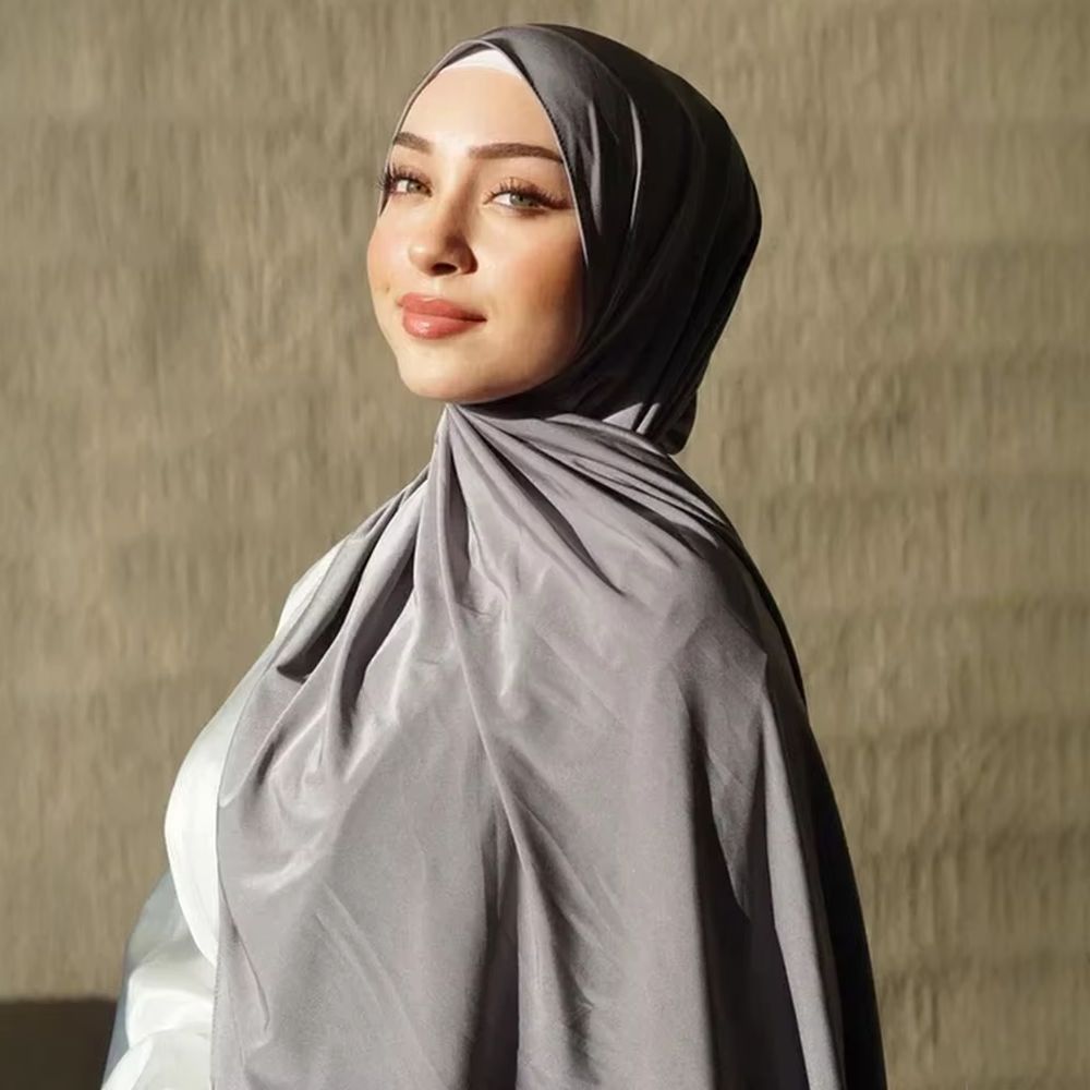 Foulard Hijab en Jersey Liquide Tendance pour Femme, Voile Musulman, Châle Islamique, Couvre-chef Ramadan ﻿ 180*60cm