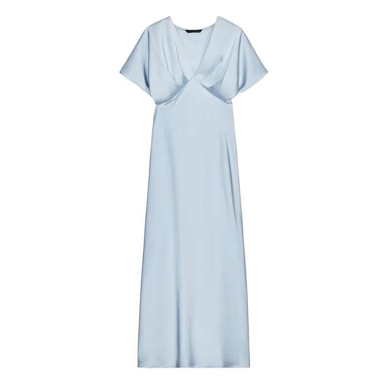 Robe mi-longue en Satin de soie pour femmes, Sexy, col en v, Design élégant, tempérament, bal de Cocktail, nouvelle collection printemps 2025 2330399