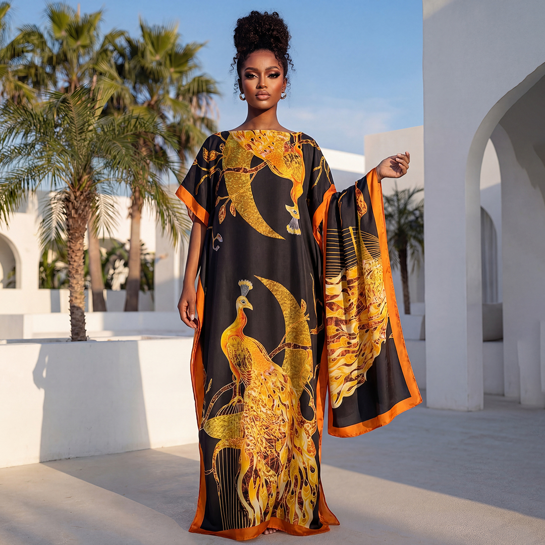 Châle long pour femme, style Dubaï, design MUMU, en soie douce, accessoire de robe de plage estivale, coupe ample, Abaya africaine MOOMOO