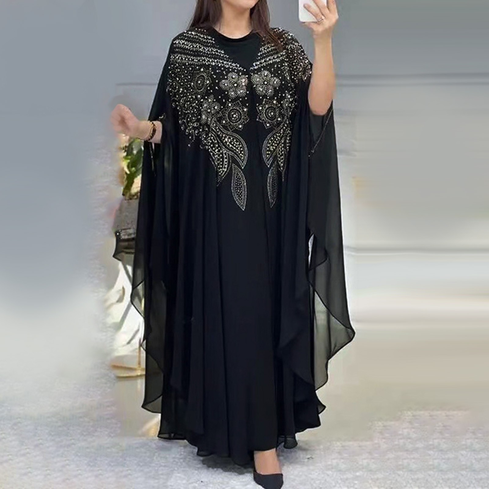 Abayas pour femmes dubaï luxe 2025 mousseline de soie Boubou robe de mode musulmane Caftan Marocain Occasions de fête de mariage Djellaba Femme