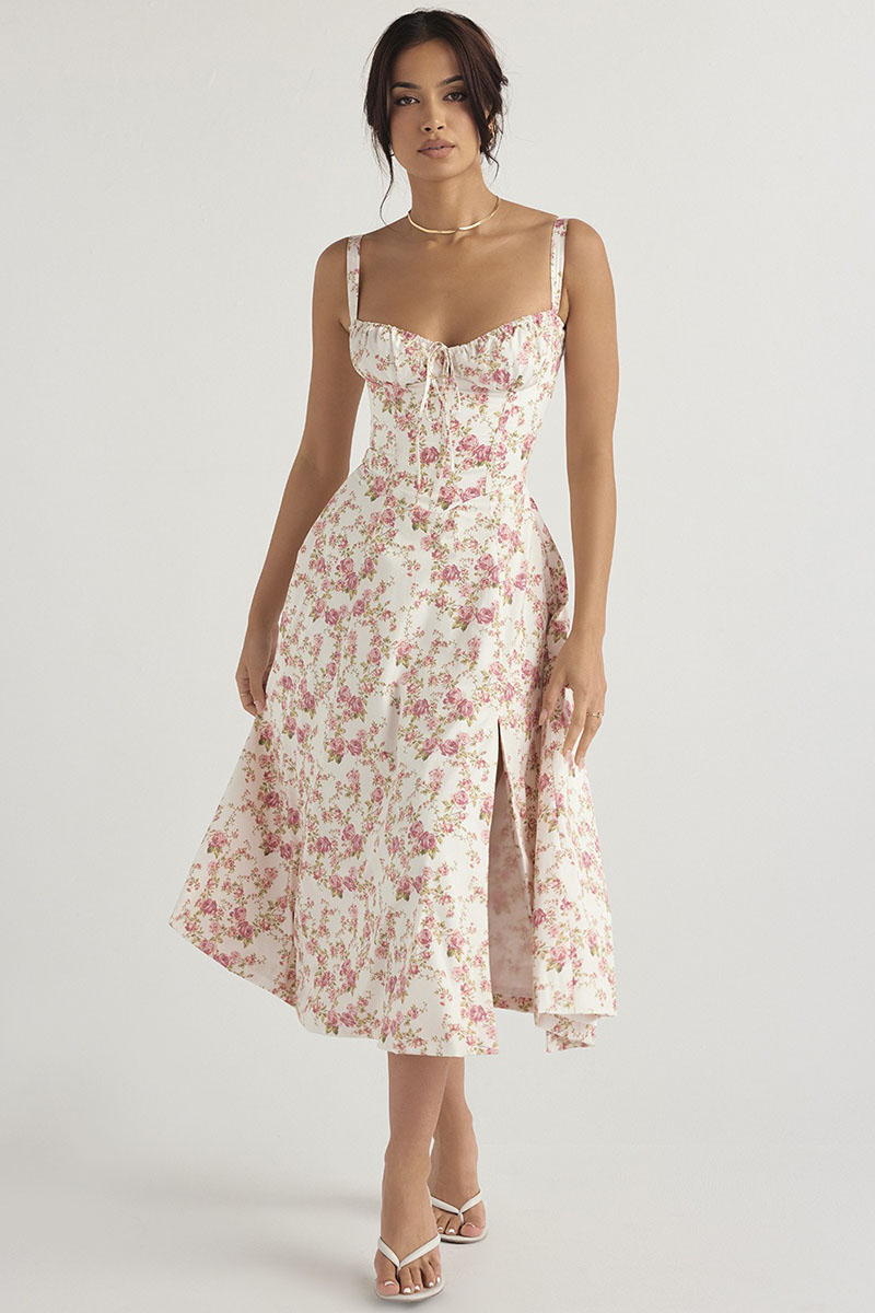 Nouvelle Robe Halter de Luxe à Couleur Unie, Tendance et Haut de Gamme, Motif Floral pour Femme