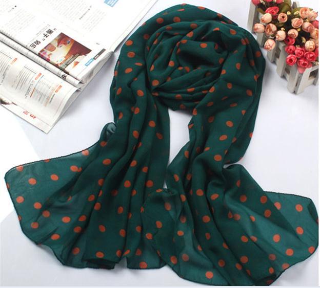 Écharpe en coton doux pour femme, châle à col long, étole à pois, écharpes chaudes, cadeau chaud, dame confortable, belle mode, 1PC