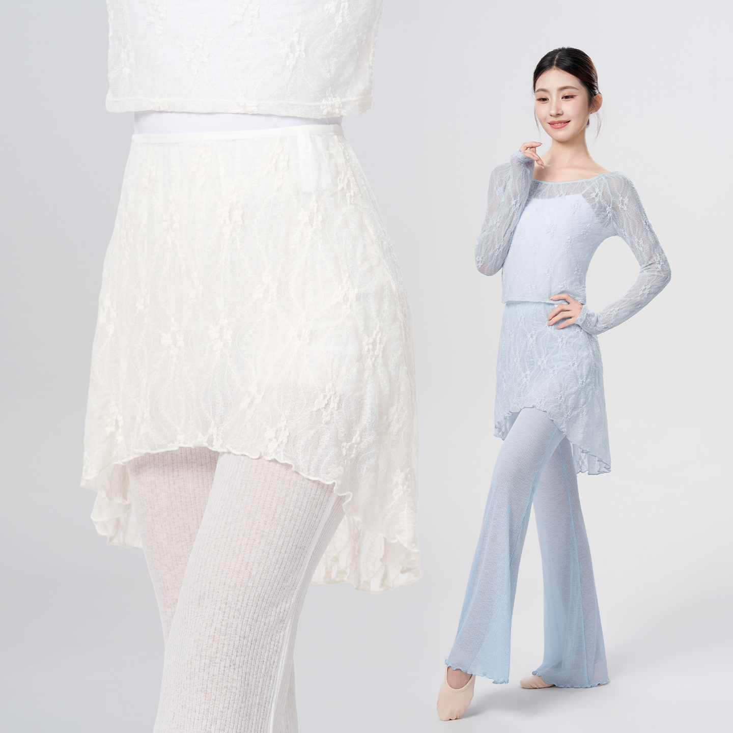 Jupes de danse en dentelle douce pour femmes, en nylon transparent, tulle, couleur unie, jupes élégantes à ourlet irrégulier pour filles adultes, jupes de danse en tricot