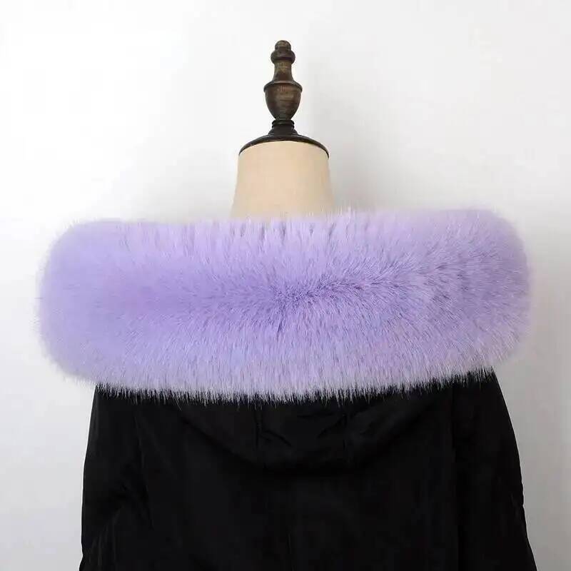Femmes fausse fourrure de renard col châle fourrure col pour manteau d'hiver capuche fourrure décor fausse fourrure écharpe Parkas manteau col de fourrure foulards