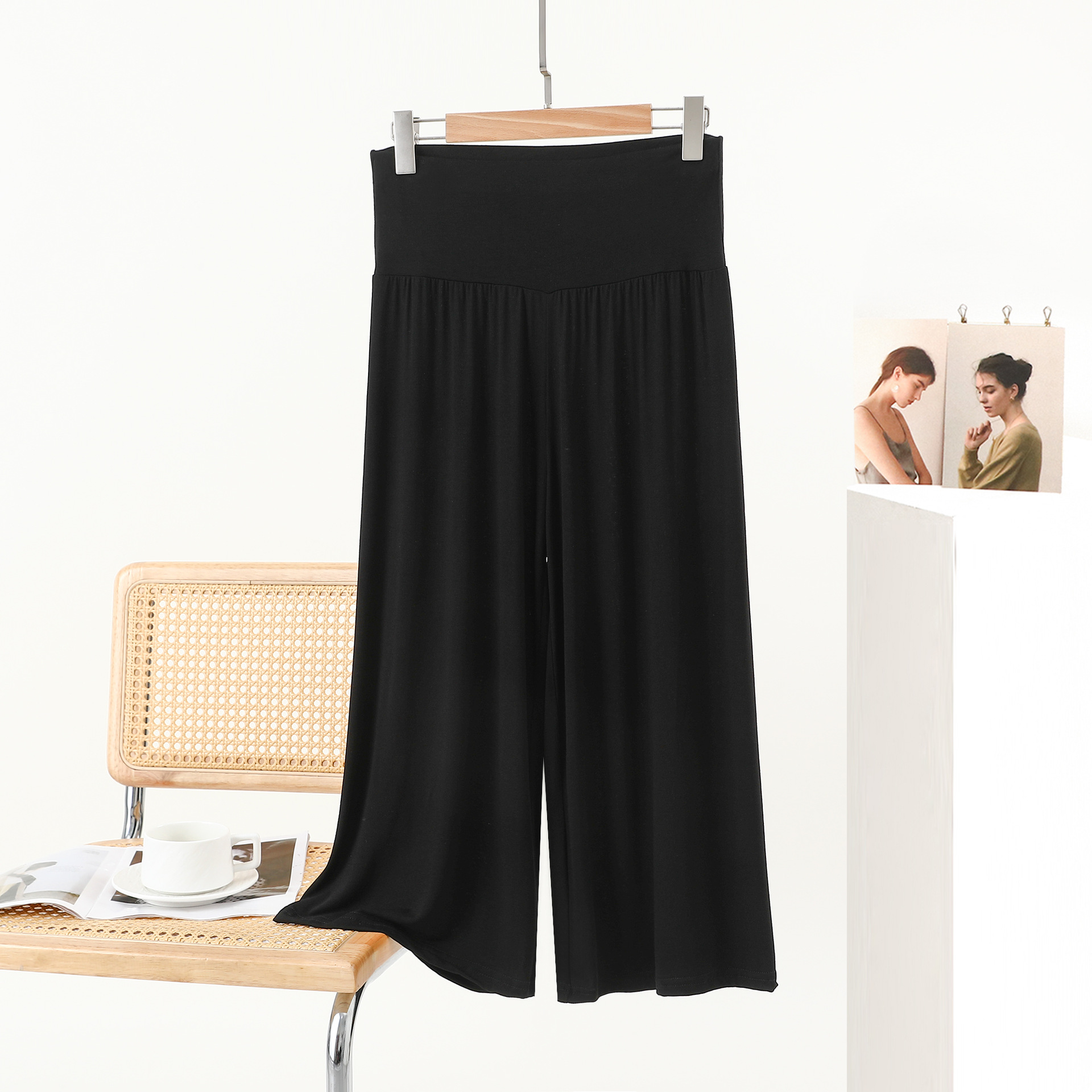 Pantalon d'été ample à jambes larges, grande taille, Style coréen, taille haute, amincissant, court, fluide, décontracté