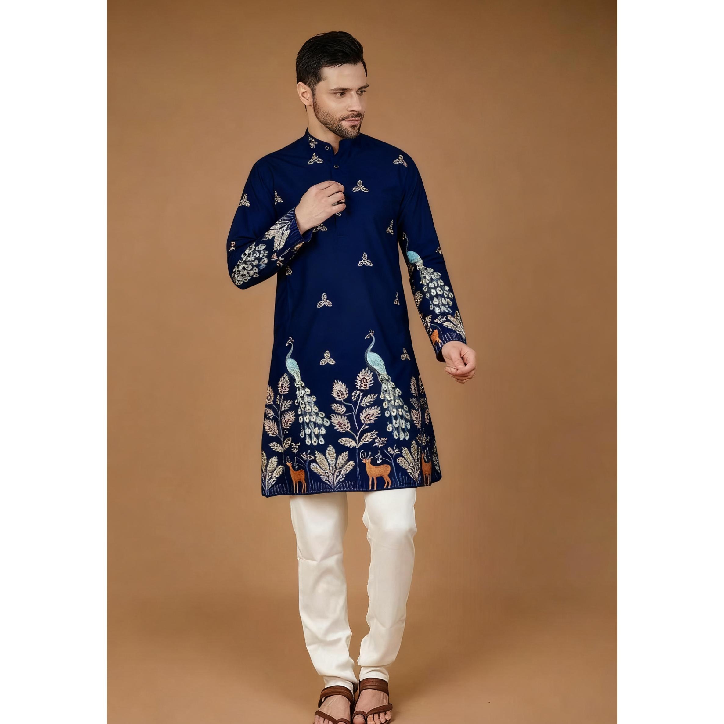 Vêtements paon islamique musulmans pour hommes, Kimono imprimé Jubba Thobe, longue Robe musulmane, Abaya Caftan Islam du moyen-orient