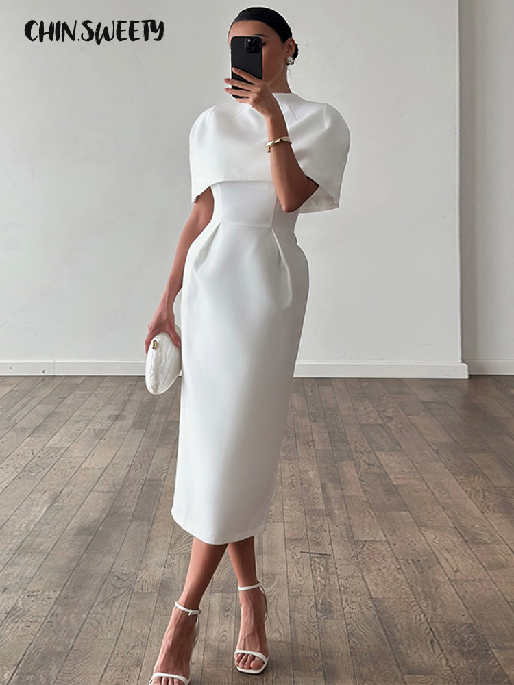 Ensemble élégant 2 pièces pour femme : Robe châle unie à manches courtes et taille cintrée, collection Printemps-Été 2026