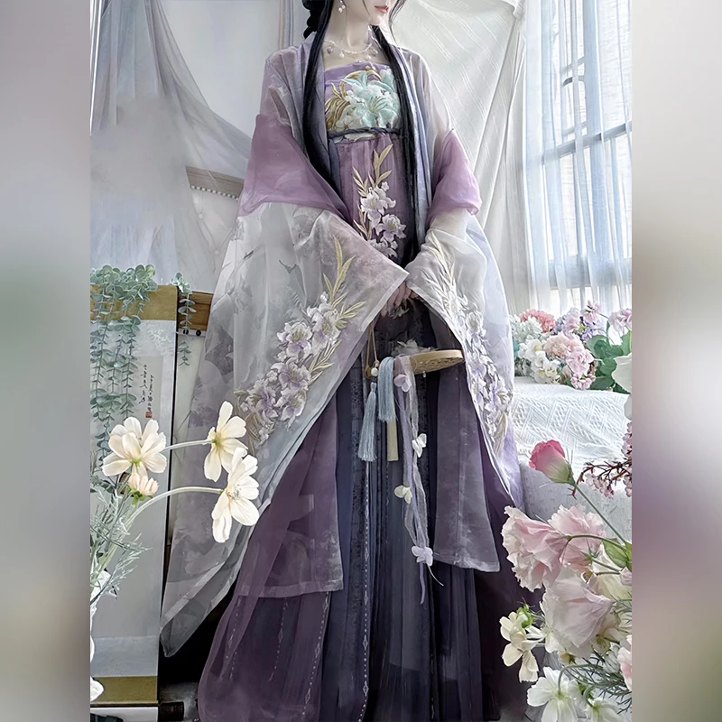 Robe Hanfu traditionnelle chinoise pour femmes, robe folklorique Hanfu, vêtements de danse princesse, tenue de cosplay, nickel é, vintage, dynastie Tang, prairie