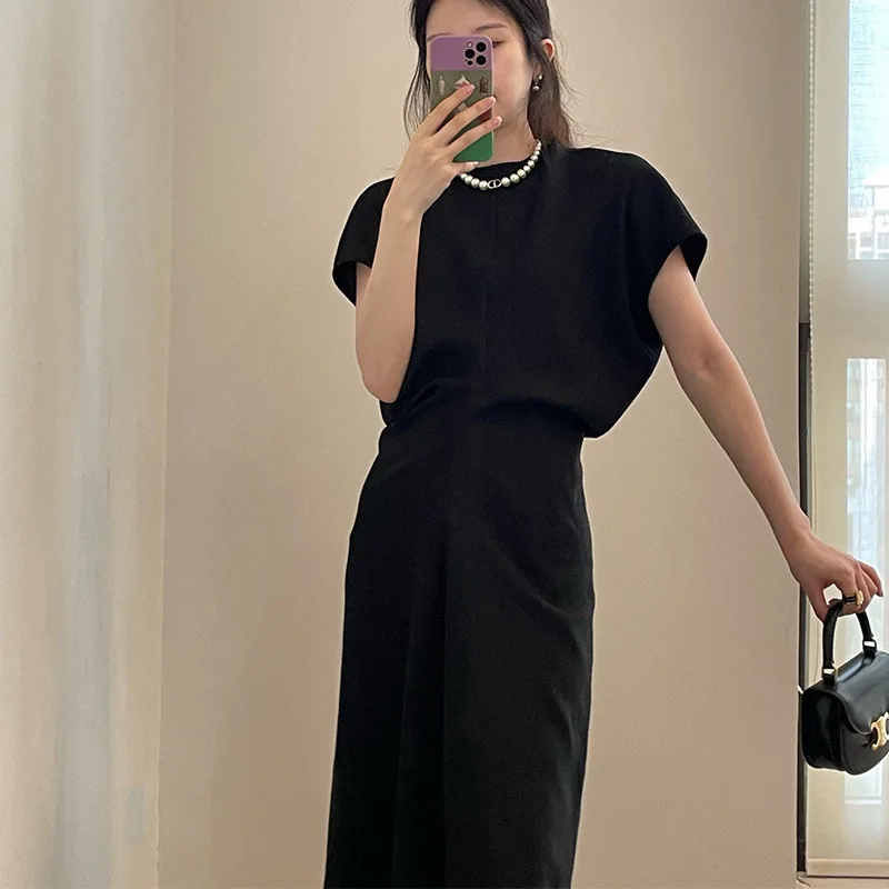 Robe cintrée en mélange de lin et de laine légère, style long, vêtements décontractés pour femmes, nouvelle collection été 2023