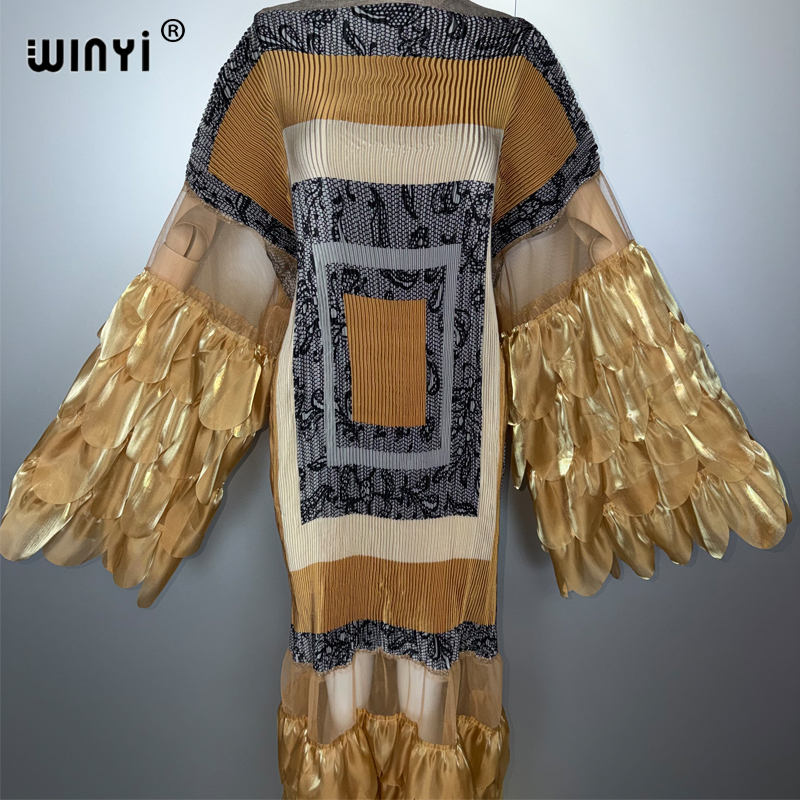 WINYI plissé élastique robe ample plage couvrir caftan abaya dubaï luxe robe de soirée mode robe de soirée abaya femme musulmane