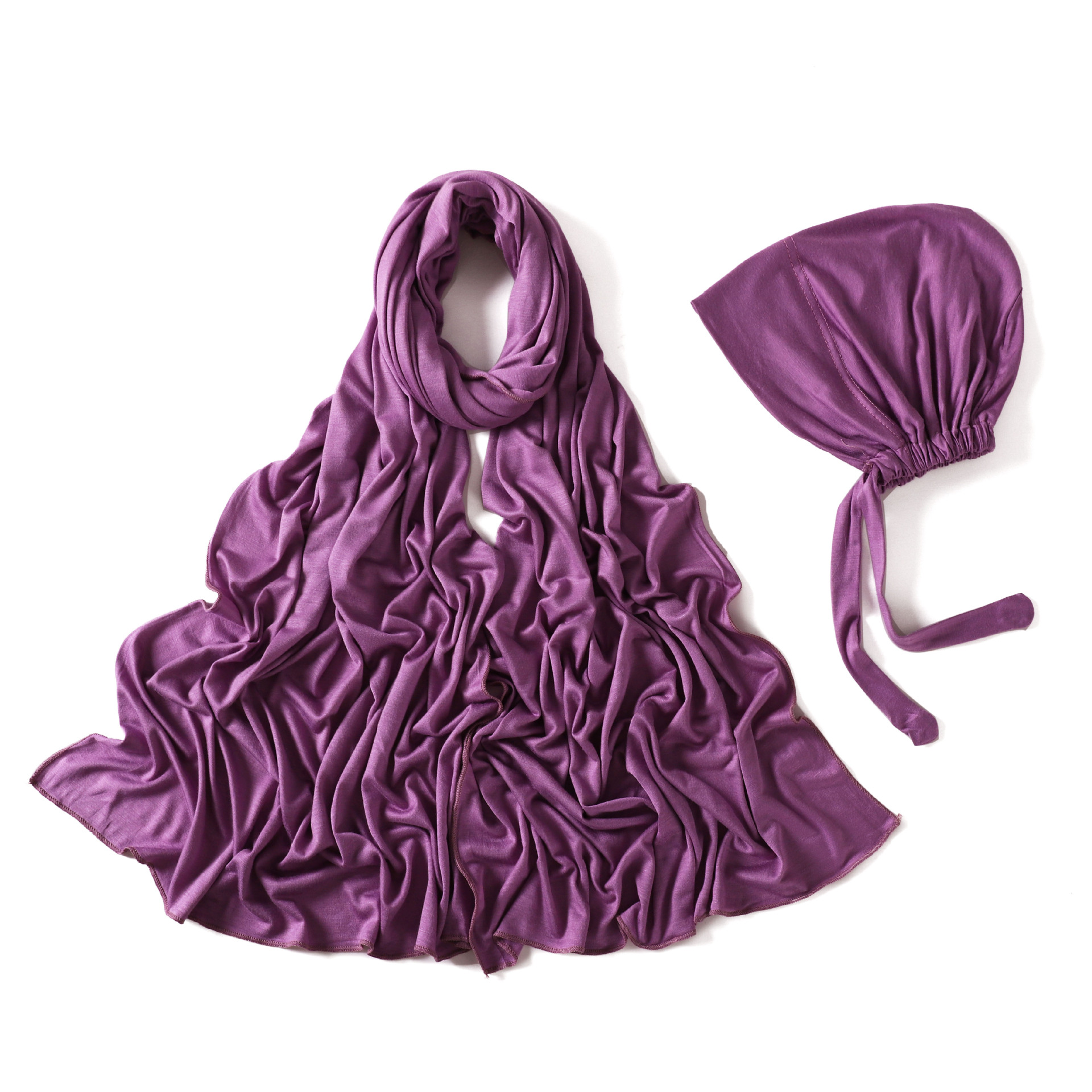 Hijab Modal et maillot réglable, 2 pièces, foulards assortis, châles pour femmes musulmanes, casquette intérieure, Bonnet enveloppant, ensembles islamiques