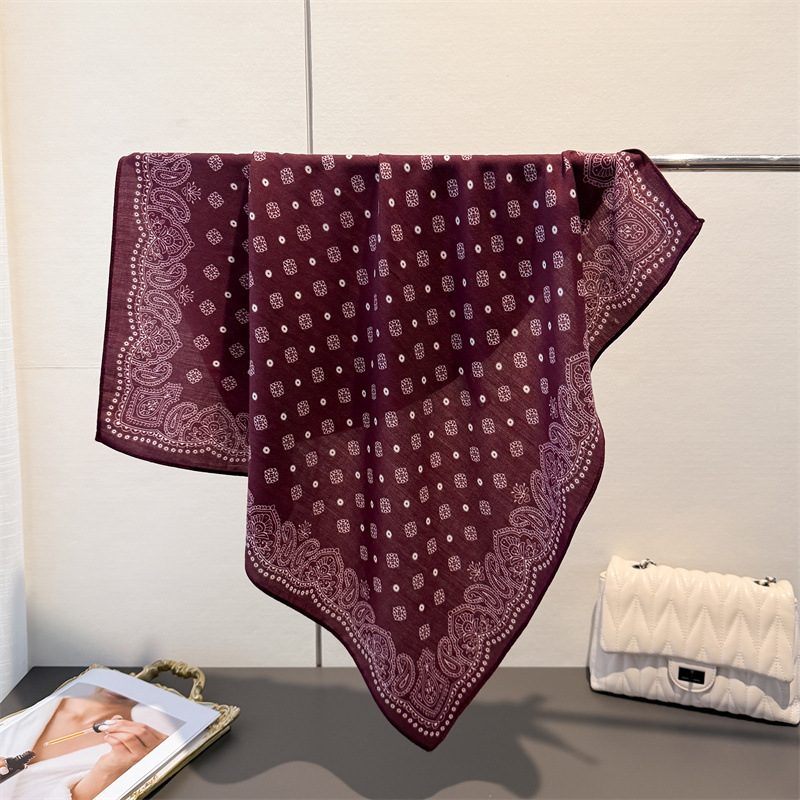 Foulards carrés 65*65cm, imprimé paisley, hijab, sensation coton, foulard pour la tête, femme, printemps, automne, décoration, foulard doux, bandana