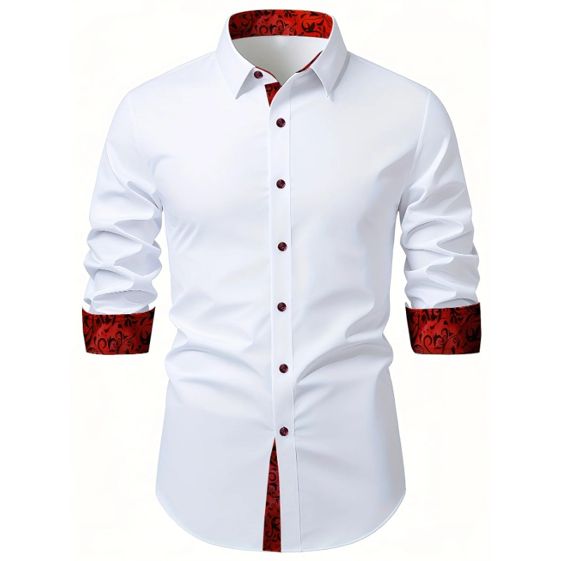 FGKKS hommes chemise blanche mode tout nouveau Patchwork à manches longues intelligent décontracté élastique quatre saisons homme chemise d'affaires