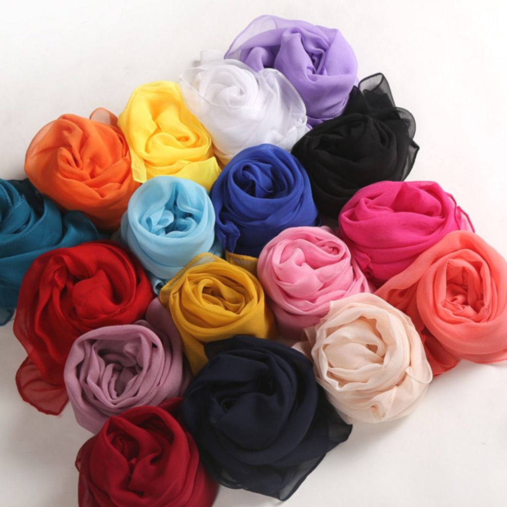 Élégant foulard en mousseline pour femme, couleur unie, châles et étoles longs et doux, respirants, fins, pour la plage, protection solaire, hijab