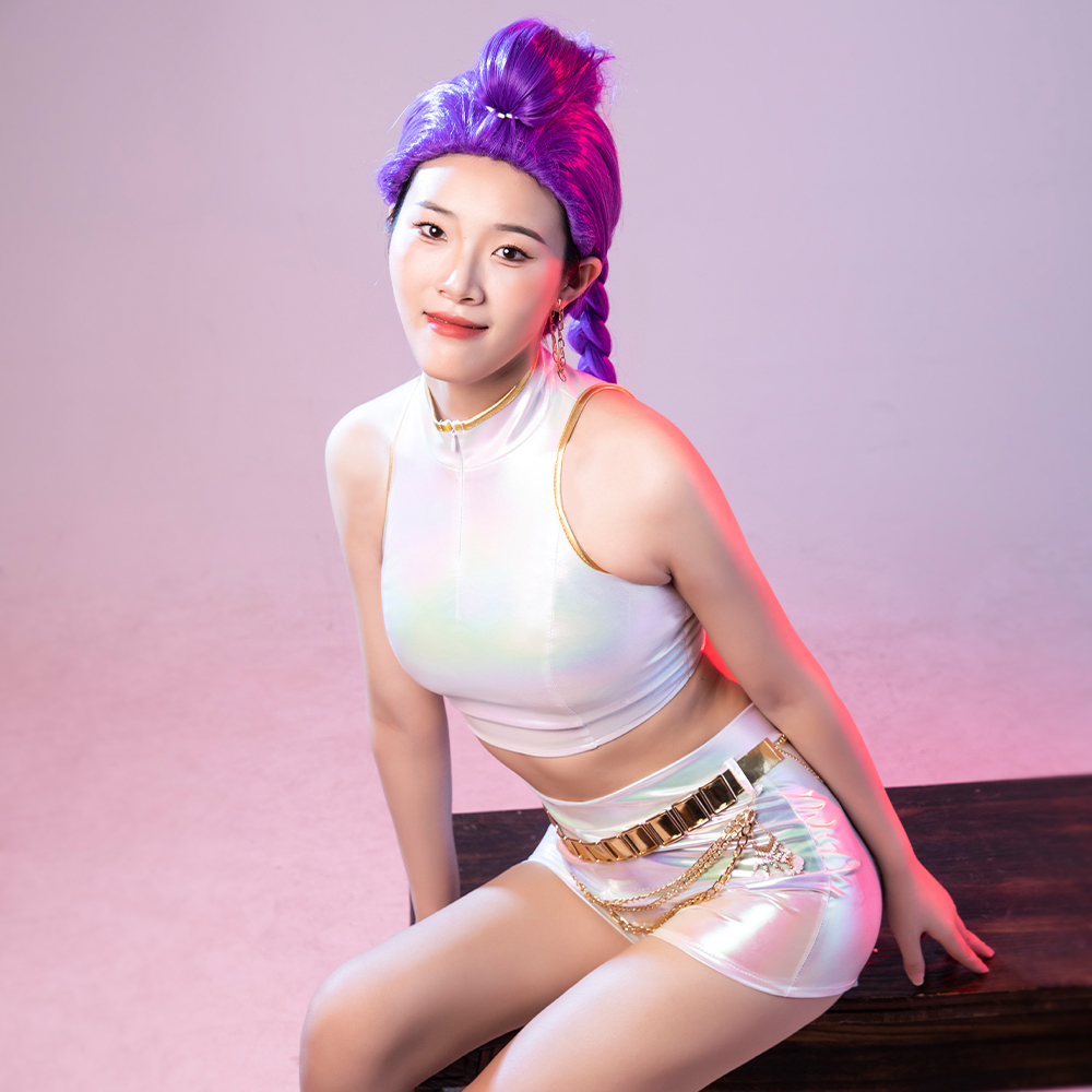 Costumes de cosplay blancs pour performance de groupe adulte – Haut + Short + Ceinture – Tenue de festival – Costume d'anime