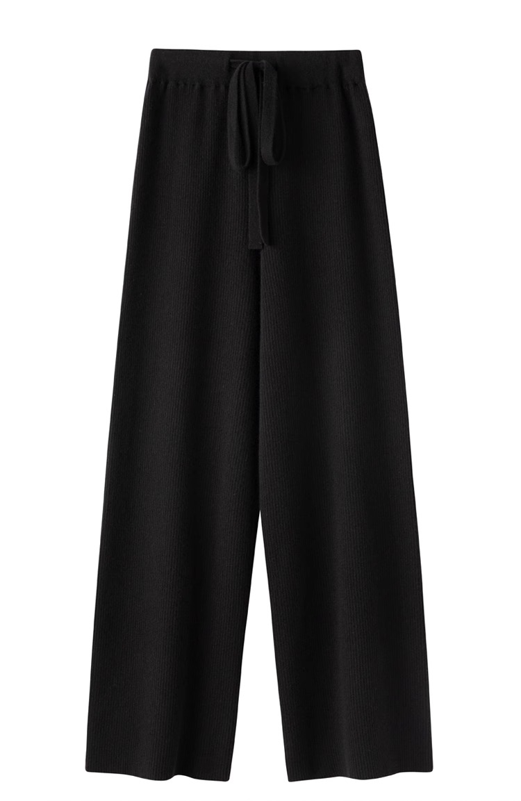Pantalon tricoté en cachemire à jambes larges pour femme, riz gluant, taille haute, drapé, droit, décontracté, serviette de nettoyage, épais, automne