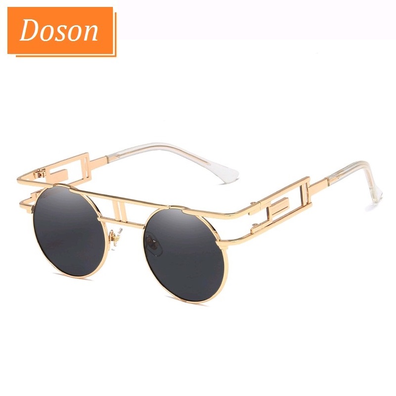 Lunettes de soleil rondes vintage gothiques steampunk pour hommes et femmes, unisexes, en métal miroir, lunettes de soleil rétro, Oculos De Sol