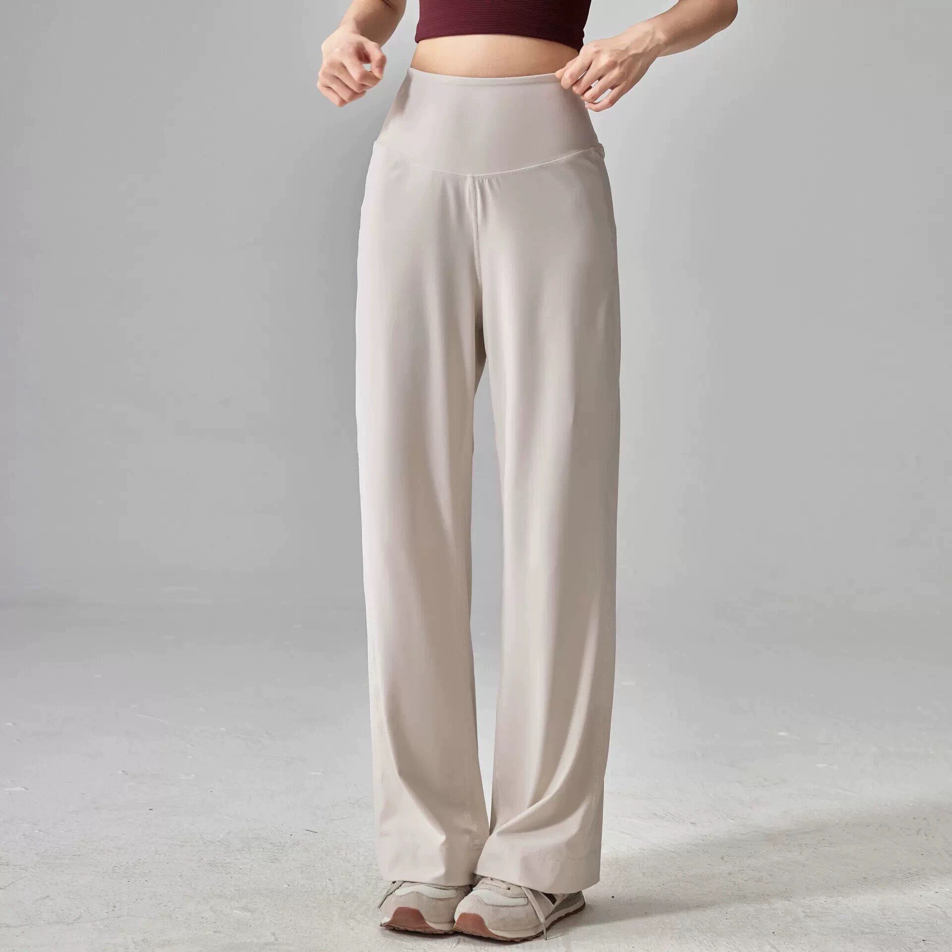 Pantalon large sportif taille haute pour femme, respirant et décontracté, idéal pour les activités de plein air