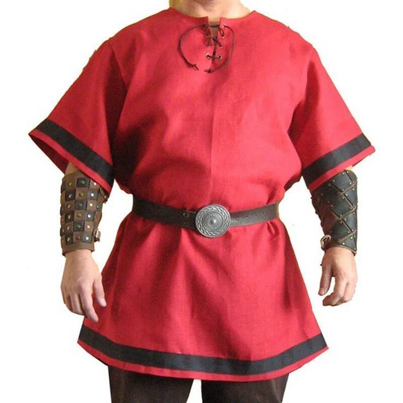 Cosplay 2022 Hommes Médiéval Vintage Renaissance Viking Guerrier Chevalier Costume Hommes Nordique Armée Pirate Tunique Chemise Hauts Renaissance