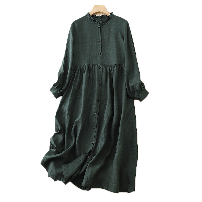Robes longues vintage en coton pour femmes, style coréen décontracté et élégant, pour le bureau, vêtements féminins printemps automne 2026