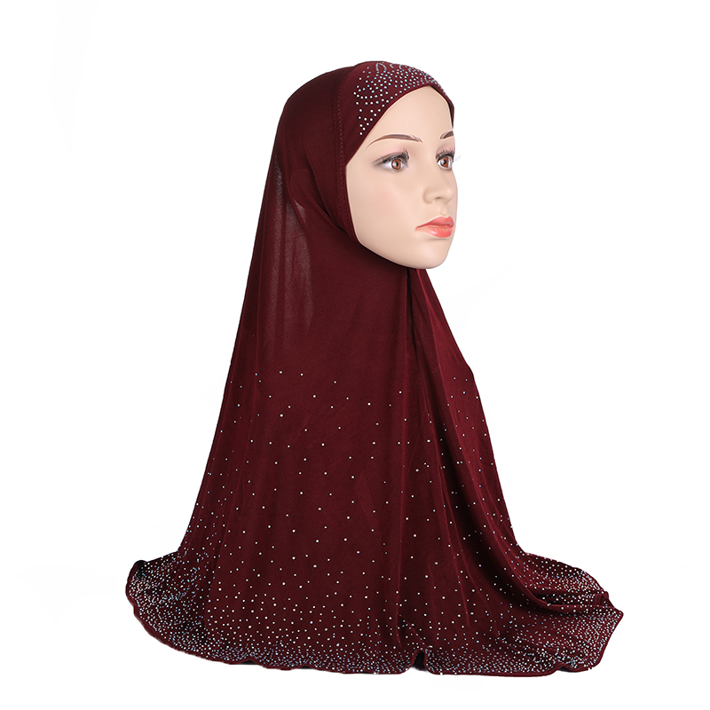 H112 Adultes grande taille musulman hijab écharpe avec strass foulard islamique chapeaux armia tirer sur bandeau ramadan cadeau
